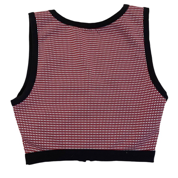 ZARA RED, WHITE & BLACK JACQUARD ZIP CROP TOP SIZE SMALL - Picture 4 of 6